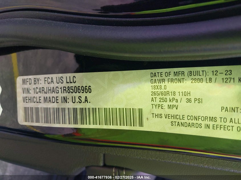 2024 JEEP GRAND CHEROKEE VIN: 1C4RJHAG1R8506966