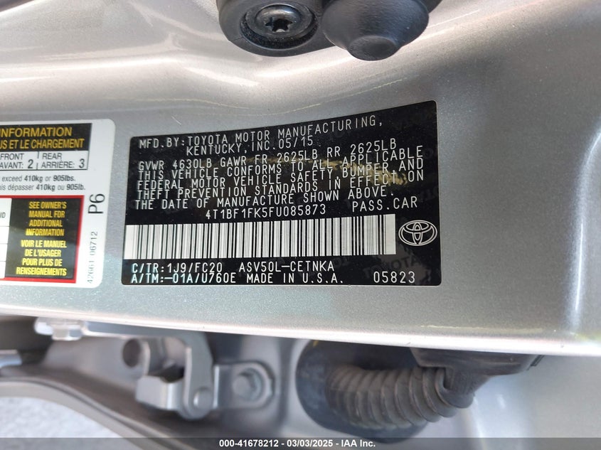 2015 TOYOTA CAMRY LE - 4T1BF1FK5FU085873