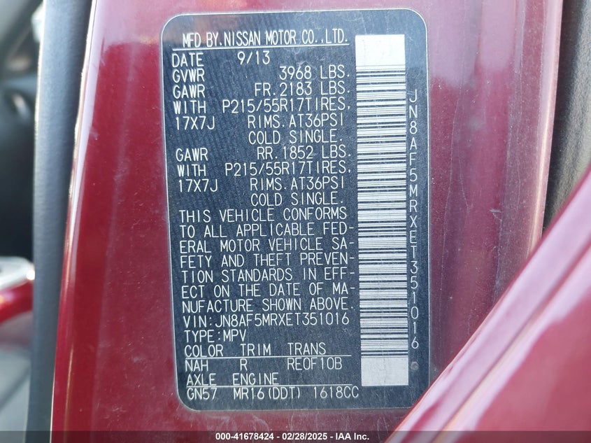 2014 NISSAN JUKE SV - JN8AF5MRXET351016