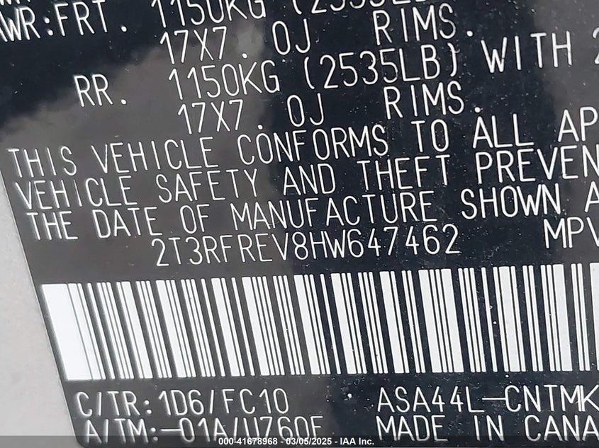 2017 TOYOTA RAV4 XLE - 2T3RFREV8HW647462