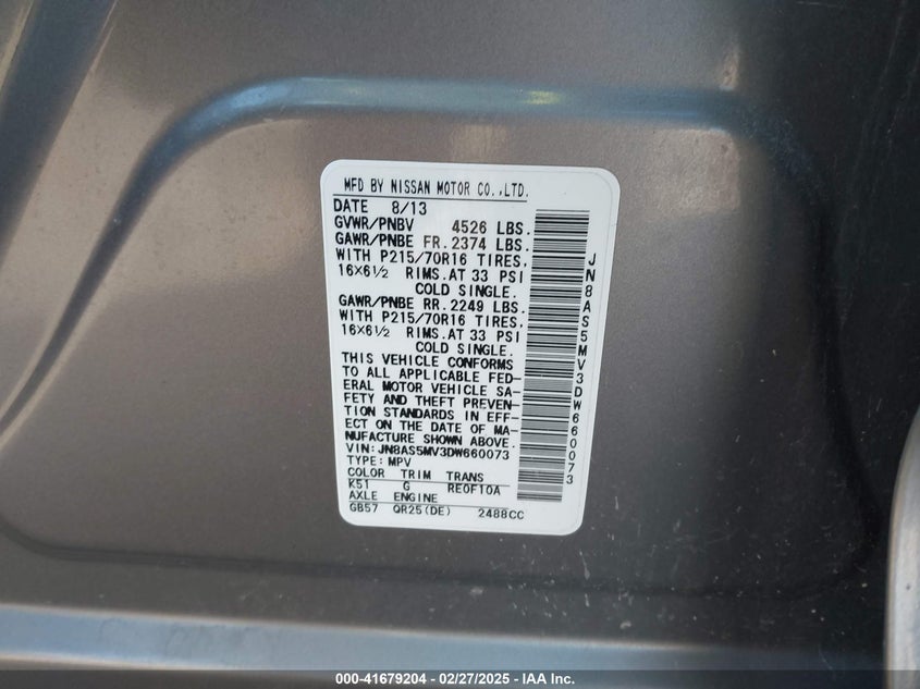 2013 NISSAN ROGUE S - JN8AS5MV3DW660073