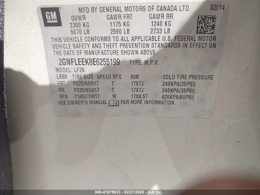 2014 CHEVROLET EQUINOX LS - 2GNFLEEK8E6255199