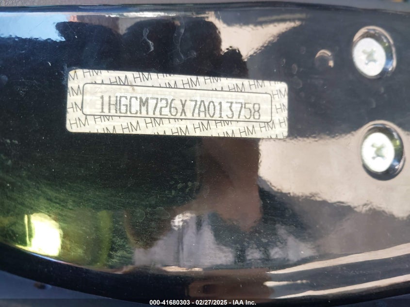 2007 HONDA ACCORD VIN: 1HGCM726X7A013758