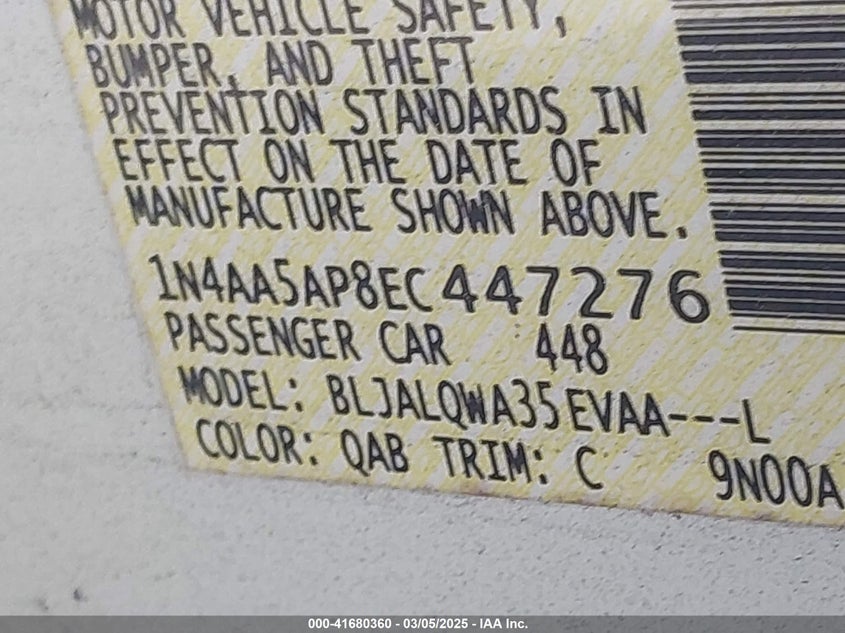 2014 NISSAN MAXIMA 3.5 S - 1N4AA5AP8EC447276