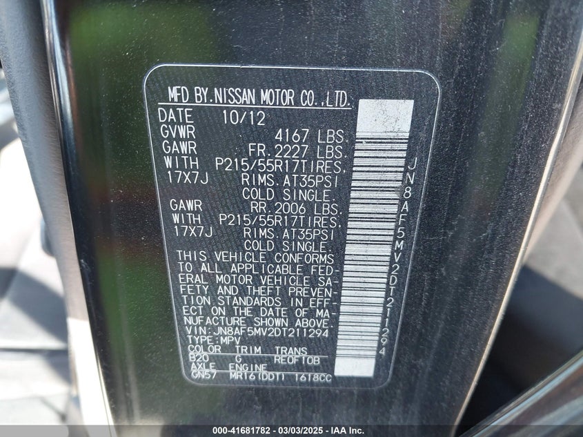 2013 NISSAN JUKE SV - JN8AF5MV2DT211294