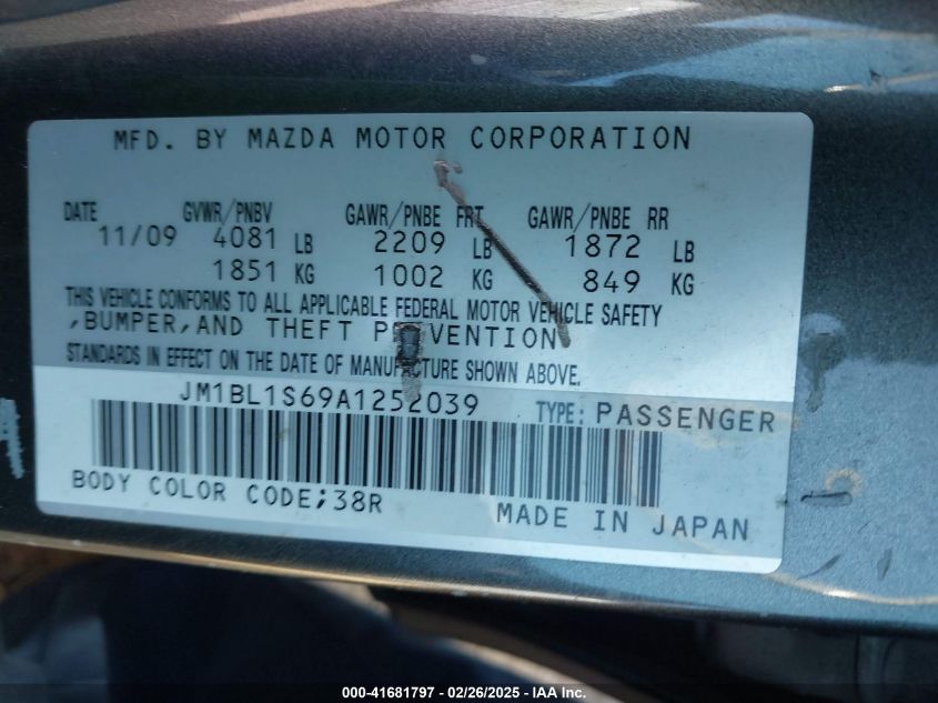2010 Mazda Mazda3 S Sport VIN: JM1BL1S69A1252039 Lot: 41681797