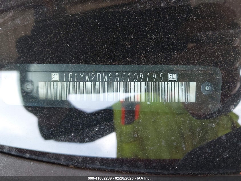 2010 CHEVROLET CORVETTE VIN: 1G1YW2DW2A5109195