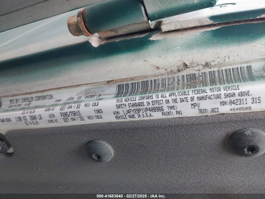 1997 Jeep Wrangler Se VIN: 1J4FY29P1VP408966 Lot: 41683640