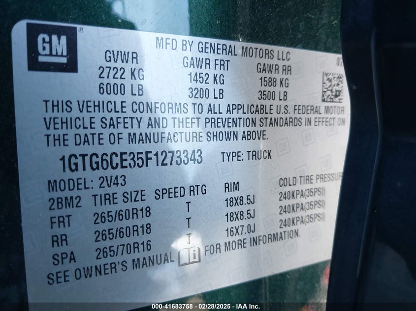 2015 GMC CANYON SLT - 1GTG6CE35F1273343