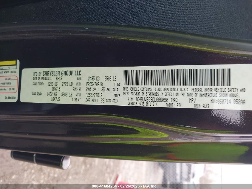 2013 Jeep Wrangler Unlimited Sahara VIN: 1C4BJWEG9DL686090 Lot: 41684264