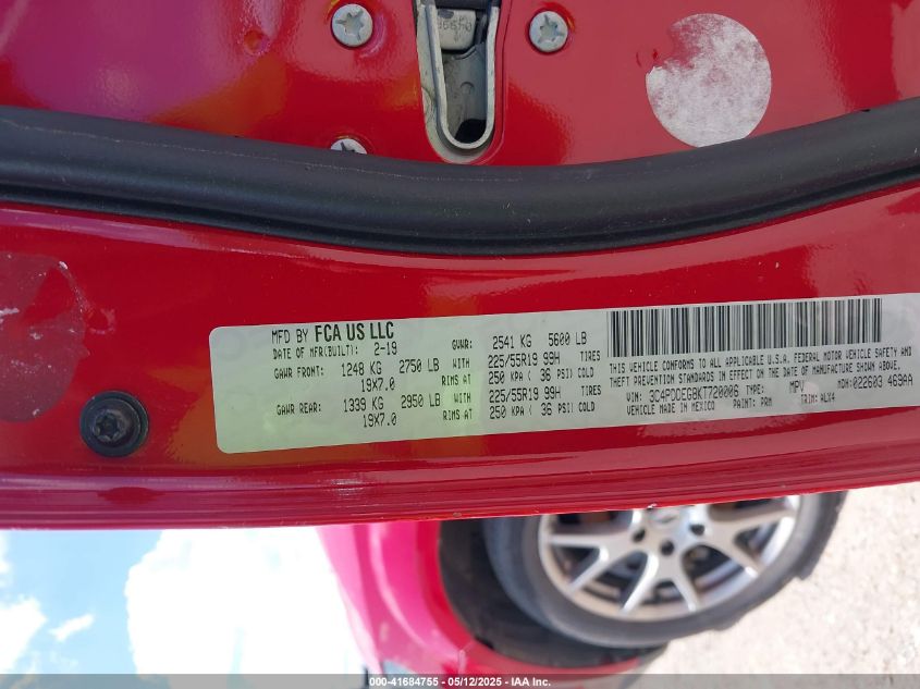 2019 Dodge Journey Gt Awd VIN: 3C4PDDEG8KT720006 Lot: 41684755