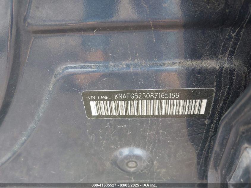 2008 Kia Rondo Lx VIN: KNAFG525087165199 Lot: 41685527