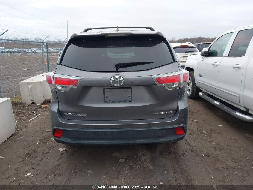 2016 Toyota Highlander Limited V6 VIN: 5TDDKRFH6GS291317 Lot: 41686048