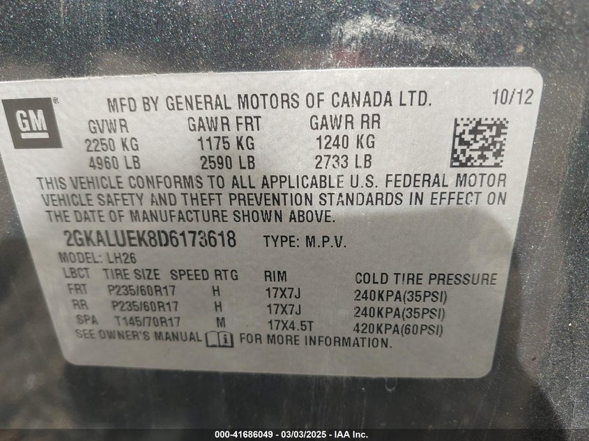 2013 GMC TERRAIN SLT-1 - 2GKALUEK8D6173618