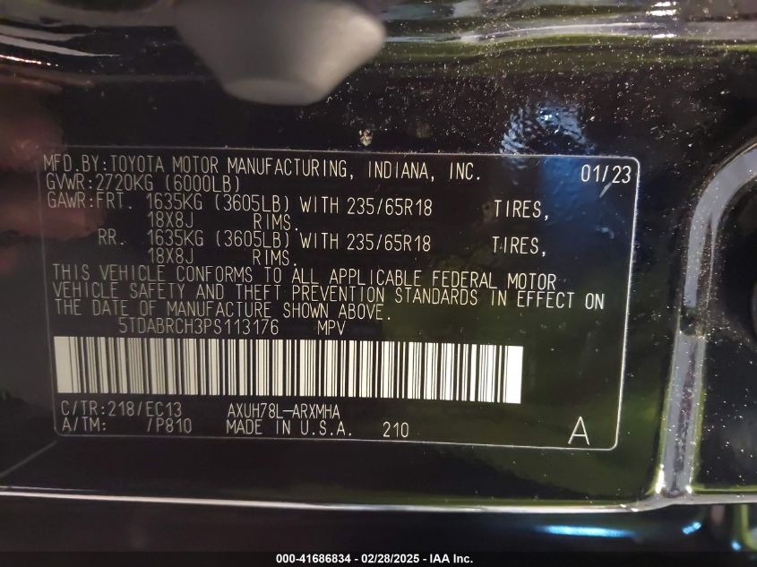 2023 Toyota Highlander Hybrid Xle Bronze VIN: 5TDABRCH3PS113176 Lot: 41686834