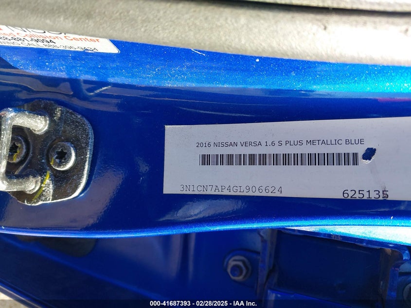 2016 NISSAN VERSA VIN: 3N1CN7AP4GL906624