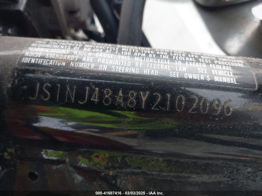 2000 Suzuki Gz250 VIN: JS1NJ48A8Y2102096 Lot: 41687416