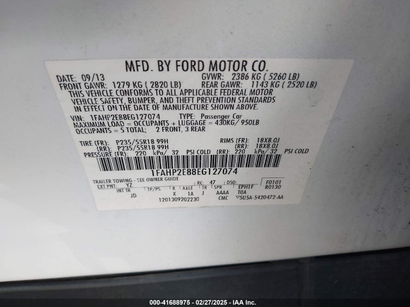 2014 FORD TAURUS SEL - 1FAHP2E88EG127074