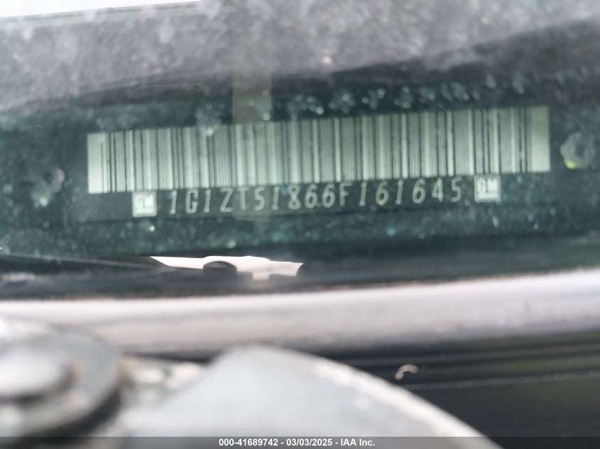 2006 CHEVROLET MALIBU VIN: 1G1ZT51866F161645
