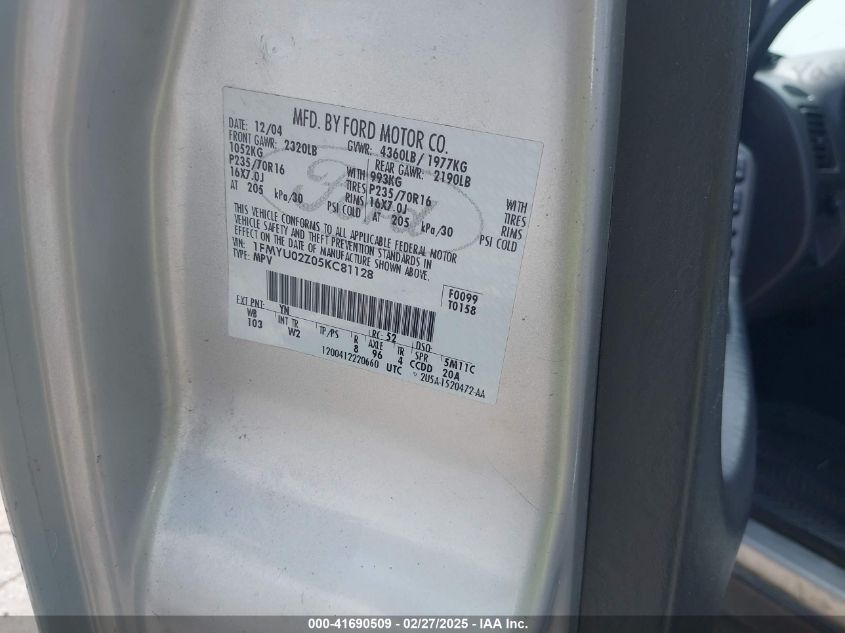 2005 Ford Escape Xls VIN: 1FMYU02Z05KC81128 Lot: 41690509