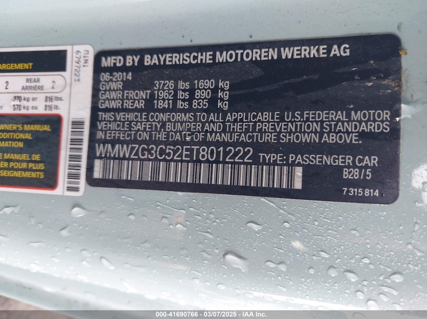 2014 MINI CLUBMAN VIN: WMWZG3C52ET801222