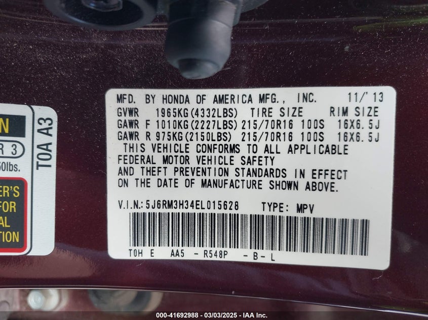 2014 HONDA CR-V LX - 5J6RM3H34EL015628