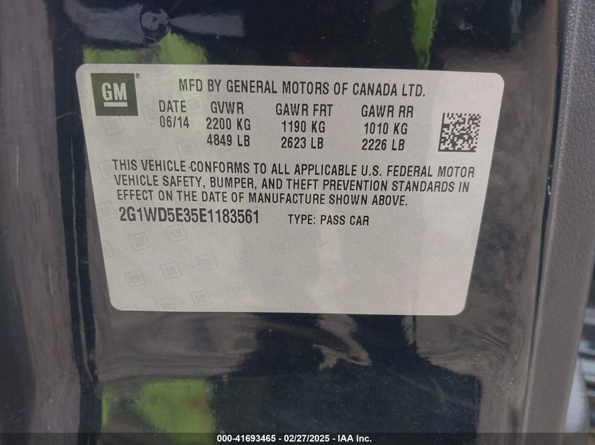 2014 CHEVROLET IMPALA LIMITED VIN: 2G1WD5E35E1183561