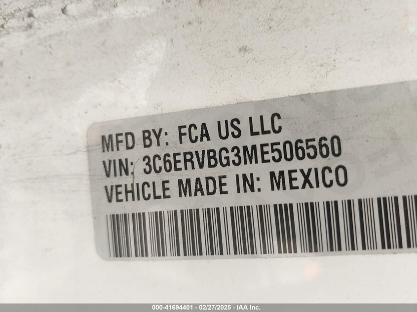 2021 RAM PROMASTER 1500 HIGH ROOF 136 WB - 3C6ERVBG3ME506560