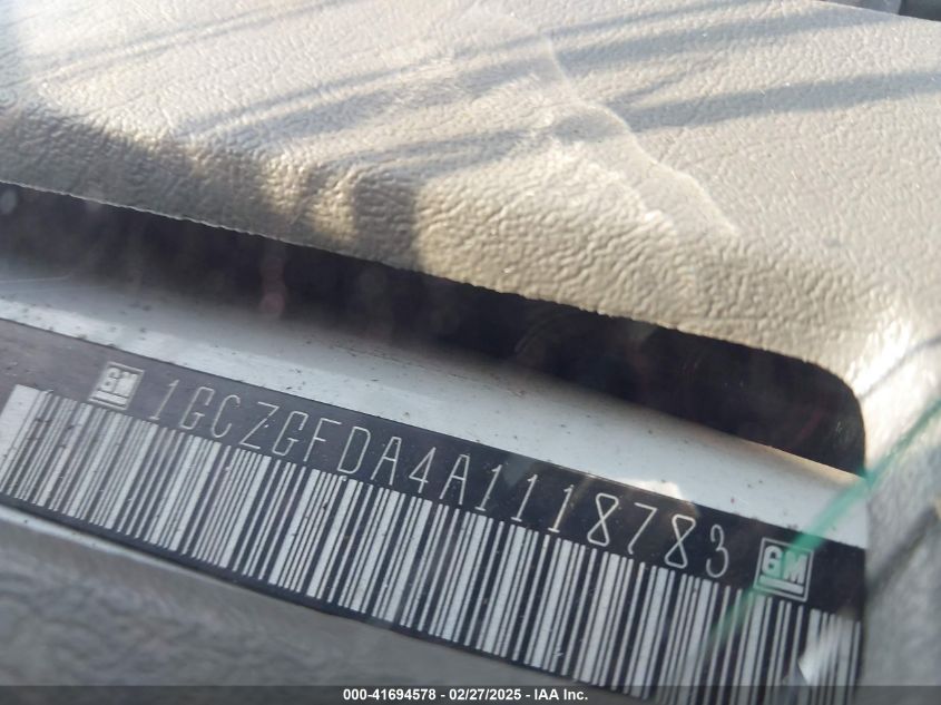 2010 Chevrolet Express 2500 Work Van VIN: 1GCZGFDA4A1118783 Lot: 41694578