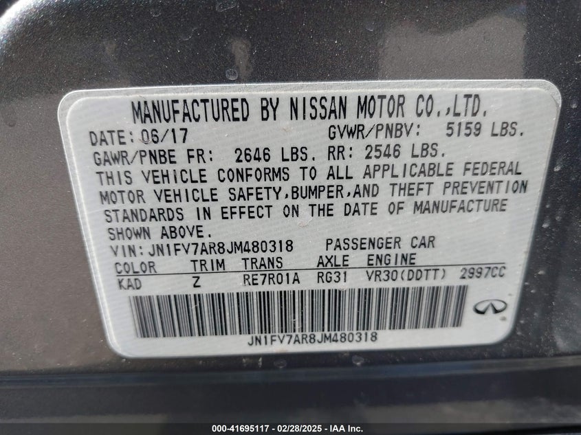 2018 INFINITI Q50 3.0T RED SPORT 400 - JN1FV7AR8JM480318