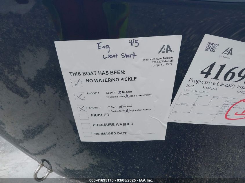 2022 Yamaha Other VIN: YAMC0227D222 Lot: 41695170