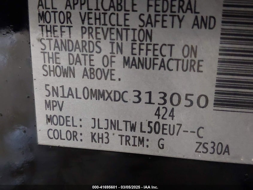 2013 INFINITI JX35 - 5N1AL0MMXDC313050