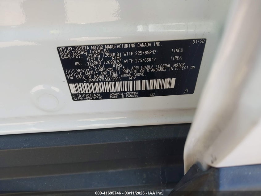 2020 TOYOTA RAV4 HYBRID XLE - 2T3RWRFV2LW073903