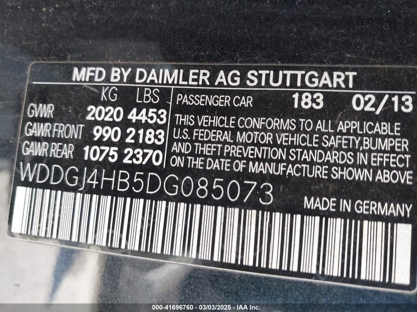 2013 MERCEDES-BENZ C 250 VIN: WDDGJ4HB5DG085073