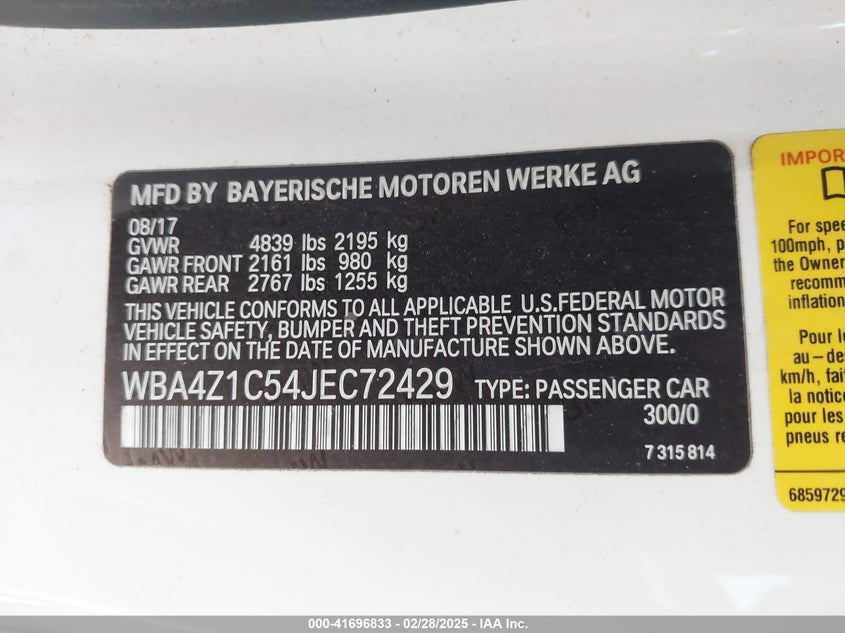 2018 BMW 430I - WBA4Z1C54JEC72429