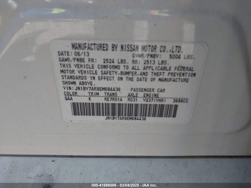 2014 INFINITI Q50 PREMIUM - JN1BV7AR9EM684436