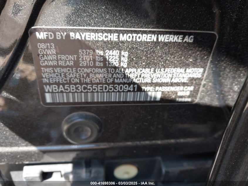 2014 BMW 535I XDRIVE - WBA5B3C55ED530941