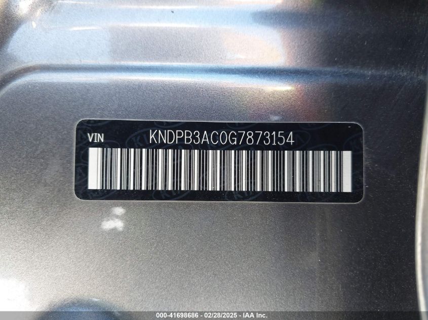 2016 Kia Sportage Lx VIN: KNDPB3AC0G7873154 Lot: 41698686