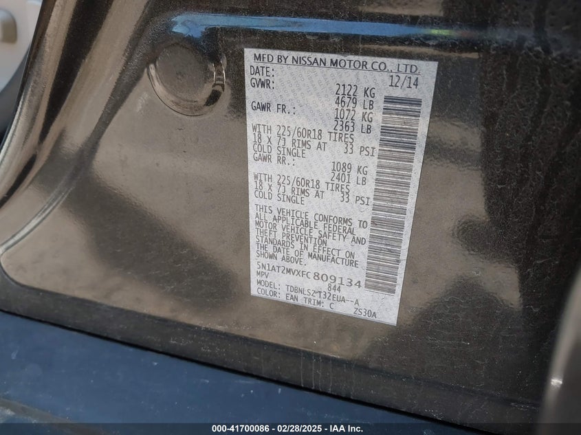 2015 NISSAN ROGUE SL - 5N1AT2MVXFC809134