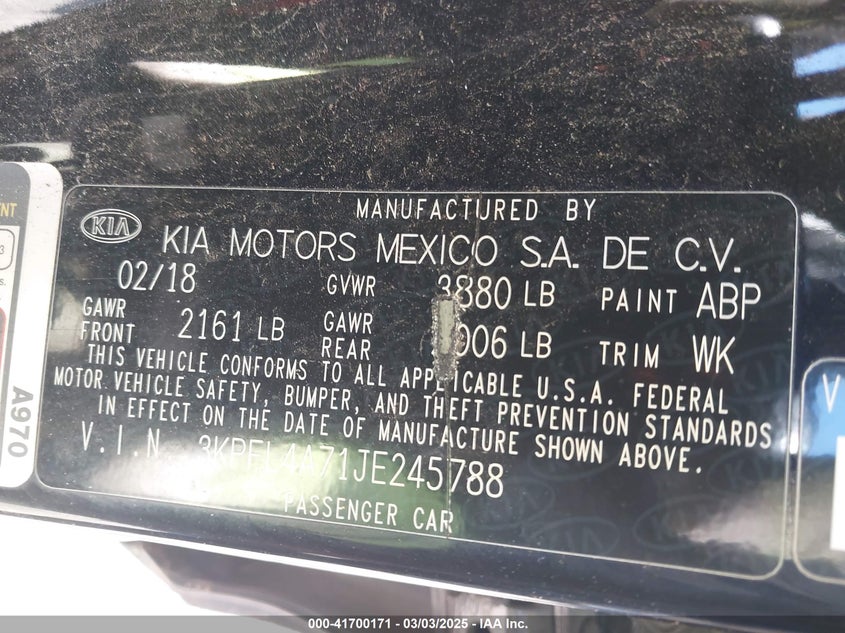 2018 KIA FORTE S - 3KPFL4A71JE245788