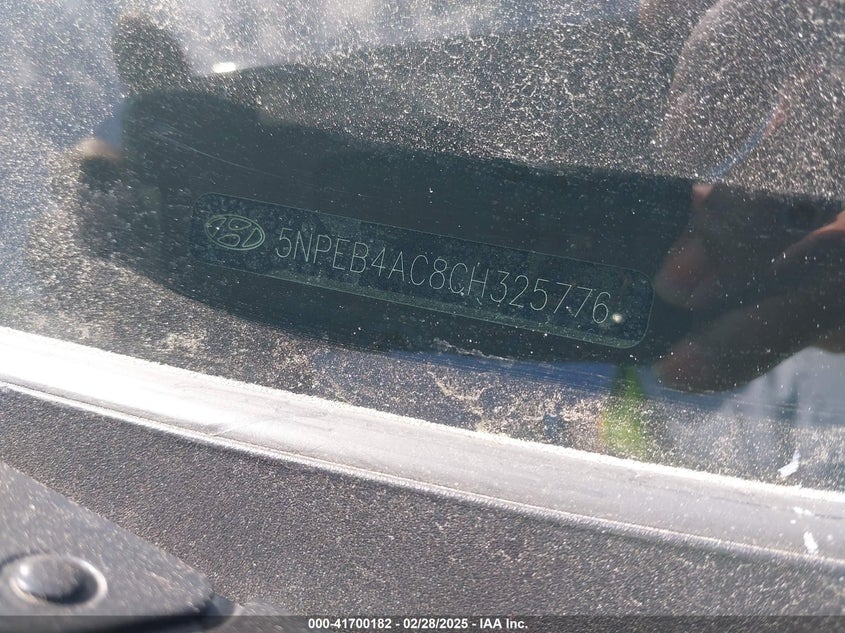 2012 HYUNDAI SONATA VIN: 5NPEB4AC8CH325776