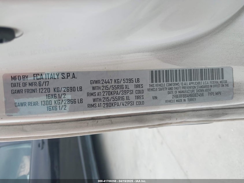 2017 RAM PROMASTER CITY TRADESMAN SLT - ZFBERFBB4H6G82456