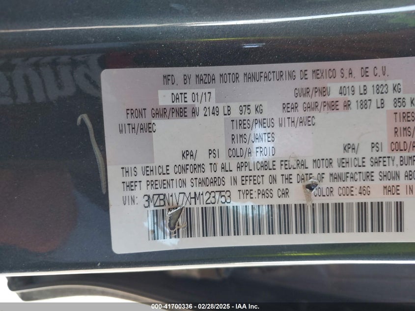 2017 MAZDA MAZDA3 TOURING - 3MZBN1V7XHM123753