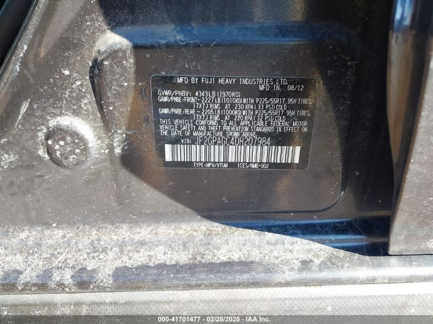 2013 Subaru Xv Crosstrek 2.0I Limited VIN: JF2GPAGC4DH207984 Lot: 41701477