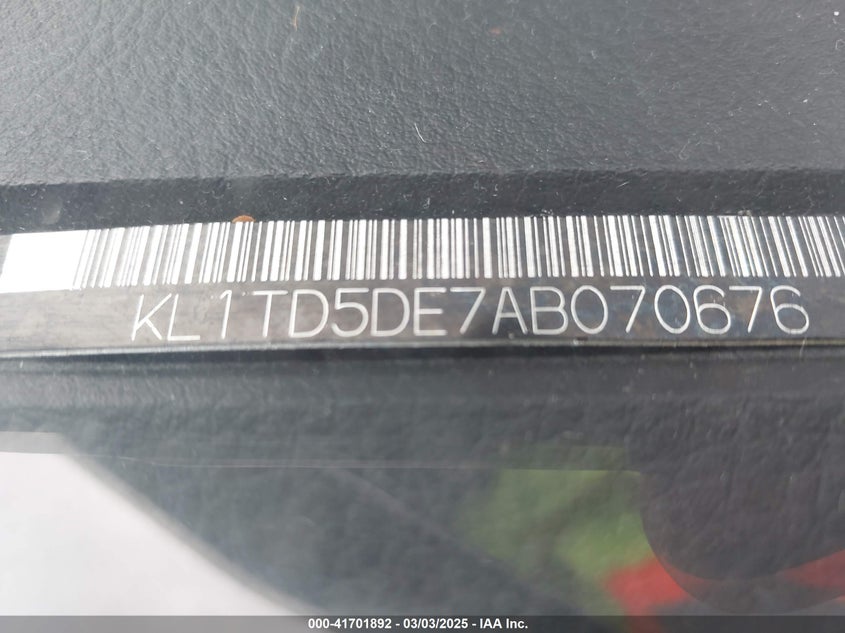 2010 CHEVROLET AVEO VIN: KL1TD5DE7AB070676
