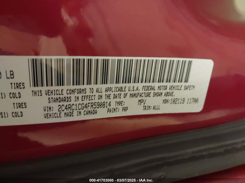 2015 CHRYSLER TOWN & COUNTRY TOURING-L - 2C4RC1CG4FR590814