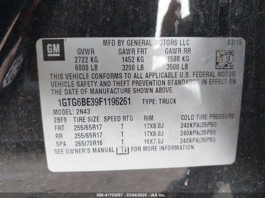 2015 GMC CANYON SLE - 1GTG6BE39F1196261