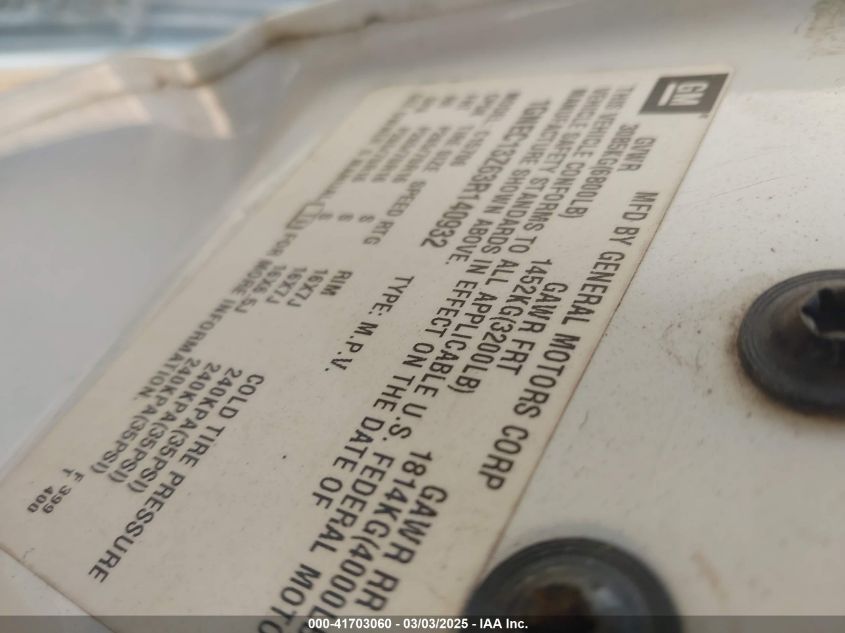 2003 Chevrolet Tahoe Ls VIN: 1GNEC13Z63R140932 Lot: 41703060