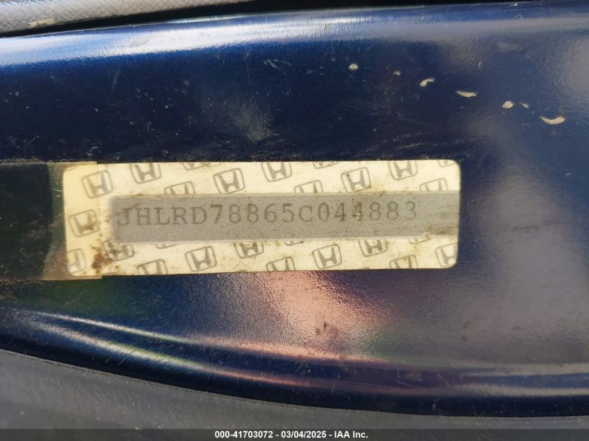 2005 Honda Cr-V Ex VIN: JHLRD78865C044883 Lot: 41703072
