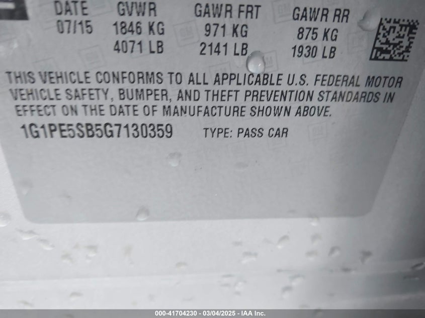 2016 CHEVROLET CRUZE LIMITED 1LT AUTO - 1G1PE5SB5G7130359